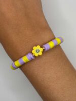 Lila gelbes Armband mit Smiley als Sommeraccessoire