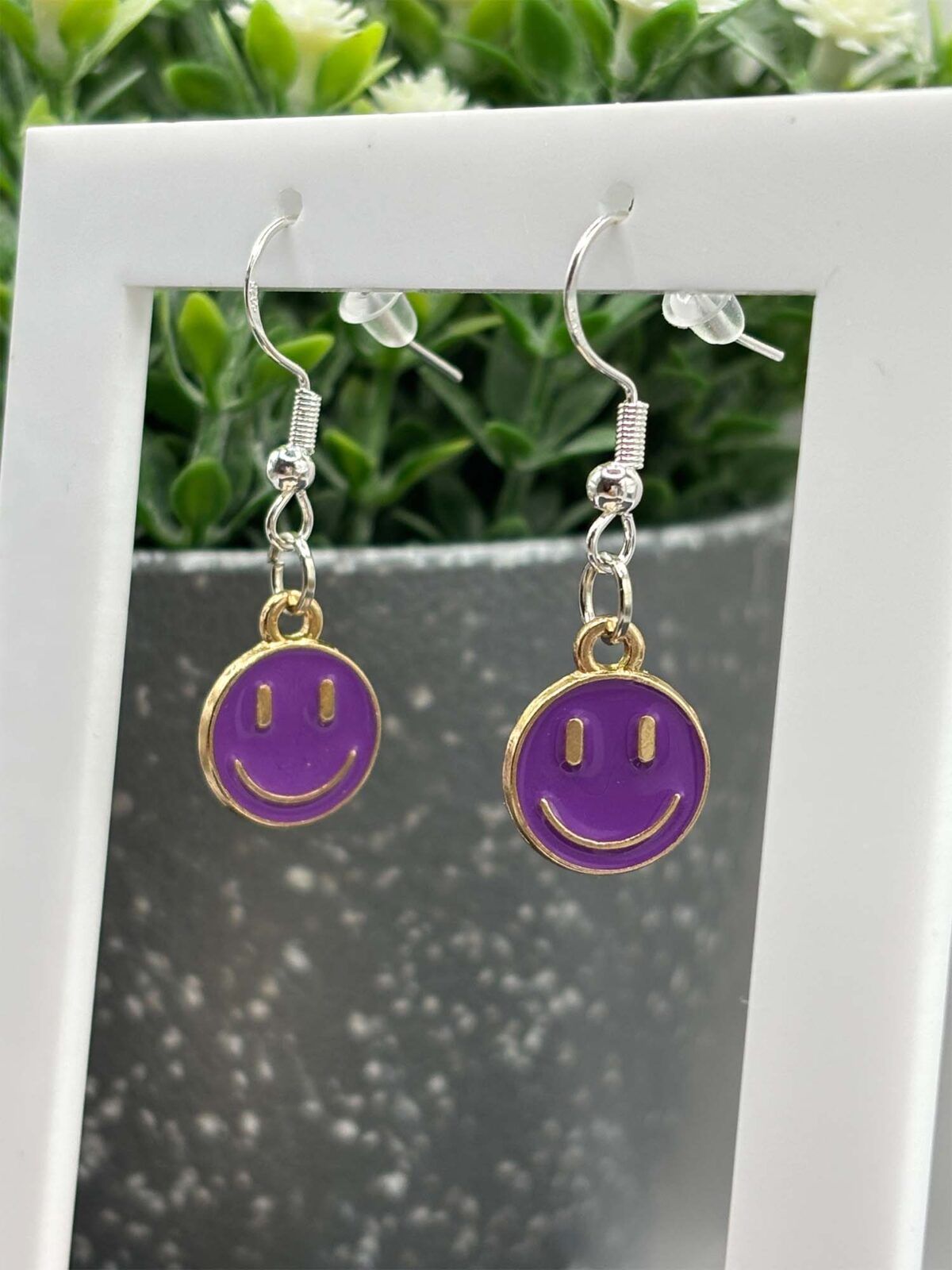 Smiley Ohrringe in knalligen Farben hängend & leicht – Bild 4