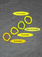 Handgefertigte elastische Ringe in verschiedenen Farben