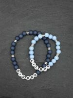 Blaues Perlenarmband Set Geschwister Geschenk für Brüder Jungen