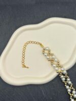 Goldenes Perlenarmband Damen Elegant mit Verlängerungskette – Bild 7