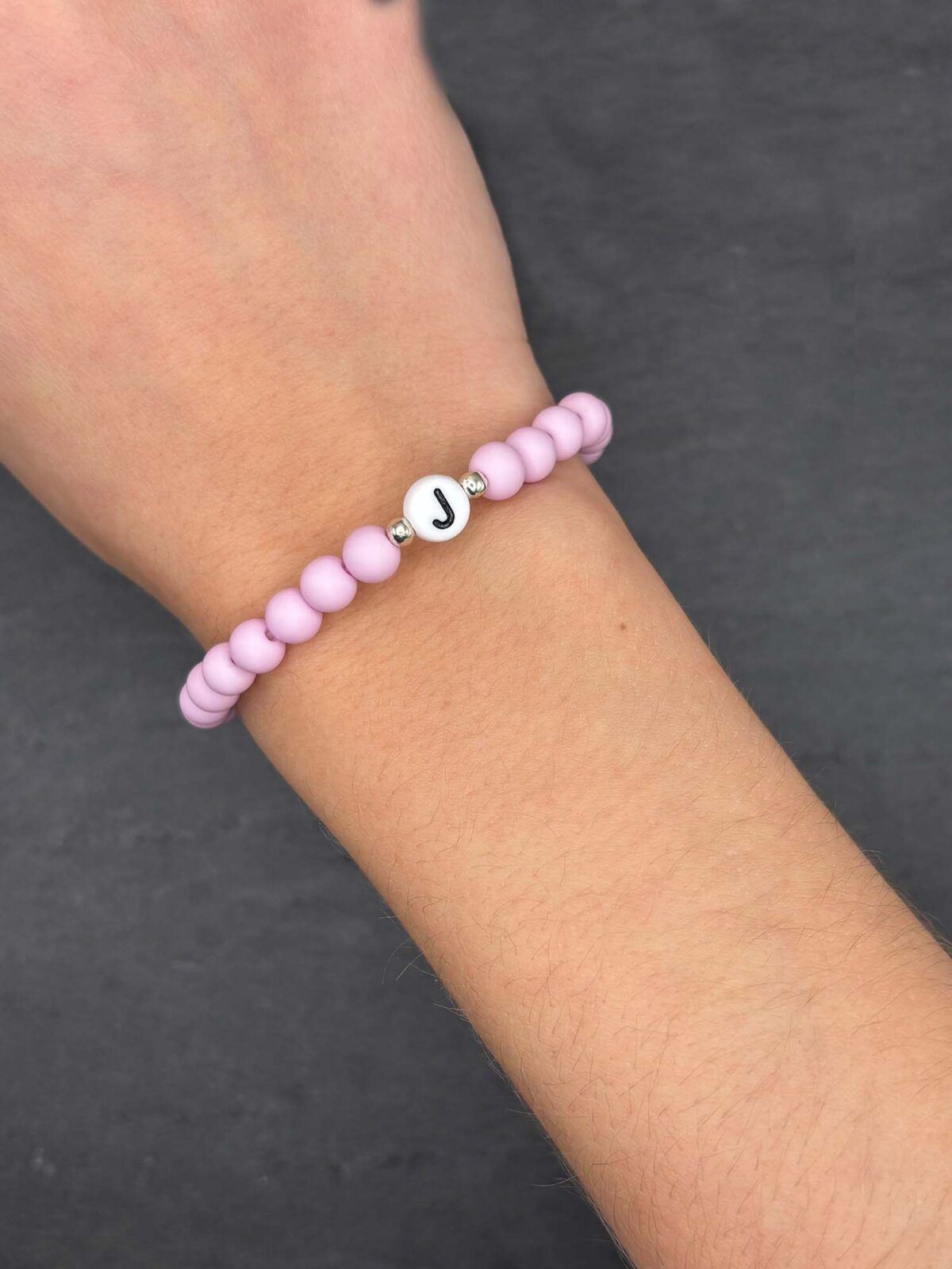 Kinderarmband personalisiert Rosa Grau Geschenk Handmade