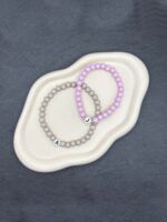Freundschaftsarmband Grau Rosa mit Anfangsbuchstaben