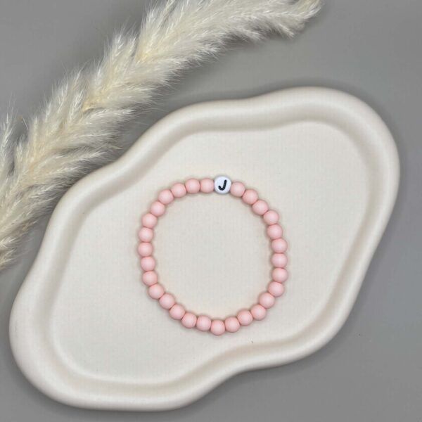 Handmade Armband mit Perlen Grün Rosa elastisches Band