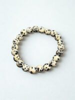 Dalmatiner Jaspis Perlenarmband Unisex Naturstein Schmuck – Bild 2