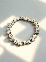 Dalmatiner Jaspis Perlenarmband Unisex Naturstein Schmuck – Bild 4