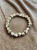 Dalmatiner Jaspis Perlenarmband Unisex Naturstein Schmuck – Bild 5