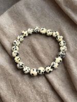 Dalmatiner Jaspis Perlenarmband Unisex Naturstein Schmuck – Bild 6