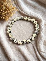 Dalmatiner Jaspis Perlenarmband Unisex Naturstein Schmuck – Bild 7