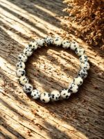 Dalmatiner Jaspis Perlenarmband Unisex Naturstein Schmuck – Bild 8