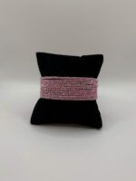 Funkelndes Stretcharmband in Pink mit silbernen Details – glamouröser Strassschmuck für modebewusste Frauen