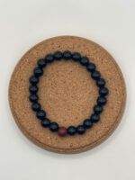 Schwarzes Perlenarmband mit Obsidian und Holzdetail – Bild 3