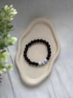 Schwarzes Perlenarmband für Männer mit Marmorstein-Perlen – Bild 4