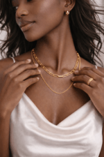 Mehrreihige Goldene Edelstahl Halskette Damen – Bild 2