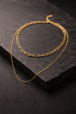 Mehrreihige Goldene Edelstahl Halskette Damen – Bild 4