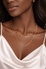 Mehrreihige Goldene Edelstahl Halskette Damen