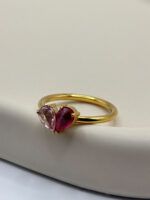 Geburtsstein Ring Gold mit 2 Steinen in Herzform – Bild 10