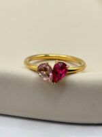 Geburtsstein Ring Gold mit 2 Steinen in Herzform