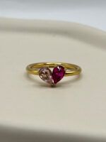 Geburtsstein Ring Gold mit 2 Steinen in Herzform – Bild 11