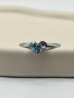 Geburtsstein Ring Silber mit 2 Steinen in Herzform – Bild 4