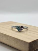Geburtsstein Ring Silber mit 2 Steinen in Herzform – Bild 5