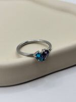 Geburtsstein Ring Silber mit 2 Steinen in Herzform – Bild 2