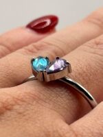 Geburtsstein Ring Silber mit 2 Steinen in Herzform – Bild 12
