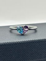 Geburtsstein Ring Silber mit 2 Steinen in Herzform – Bild 7