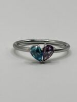 Geburtsstein Ring Silber mit 2 Steinen in Herzform – Bild 13