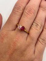 Geburtsstein Ring Gold mit 2 Steinen in Herzform – Bild 9