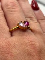 Geburtsstein Ring Gold mit 2 Steinen in Herzform – Bild 3