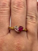 Geburtsstein Ring Gold mit 2 Steinen in Herzform – Bild 8