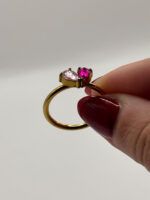 Geburtsstein Ring Gold mit 2 Steinen in Herzform – Bild 5